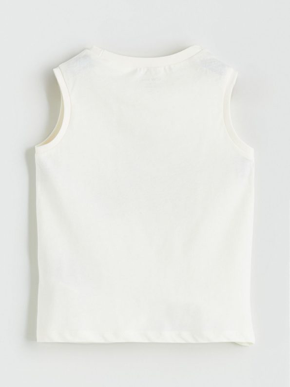 LCW Baby Cream Printed Baby Boy Tank Top and Shorts Set