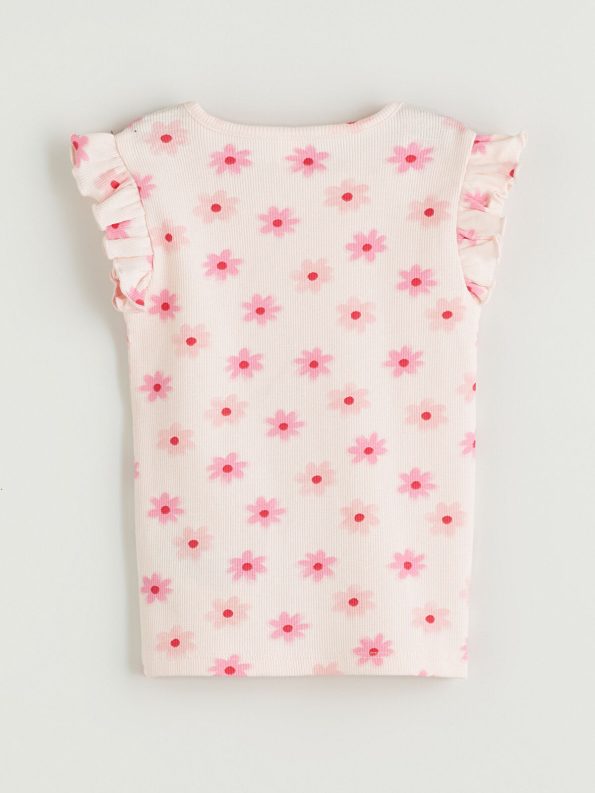 LCW Kids Cream Floral Print Girls' Sleeveless Top Set