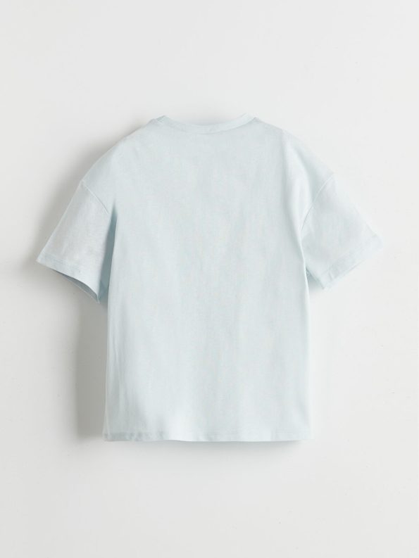 LCW ECO Blue Printed Crew Neck T-Shirt for Boys