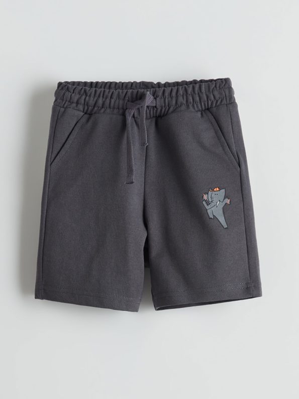 LCW ECO Gray Elastic Waist Printed Baby Boy Shorts