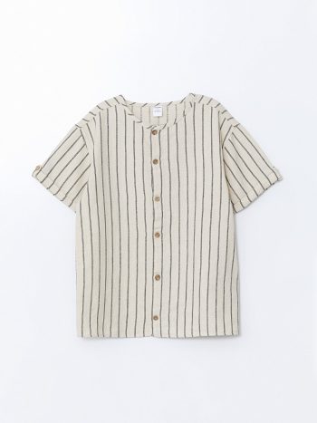 LCW ECO Beige Striped Short Sleeve Shirt for Boys