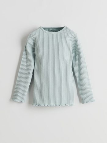 LCW Baby Blue Crew Neck Long Sleeve Basic Girls' Pajama Set