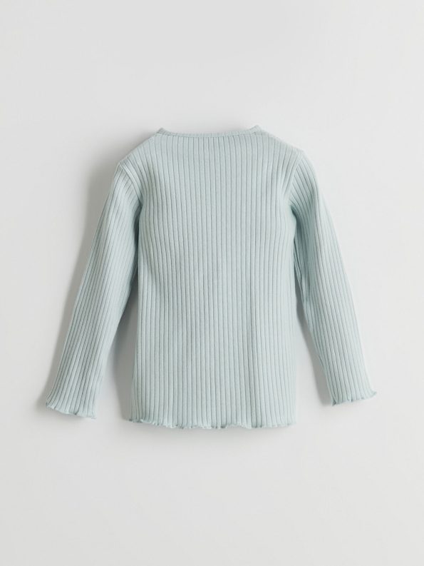 LCW Baby Blue Crew Neck Long Sleeve Basic Girls' Pajama Set