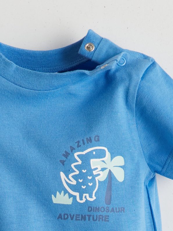 LCW Baby Blue Short Sleeve Bodysuit Set for Boys