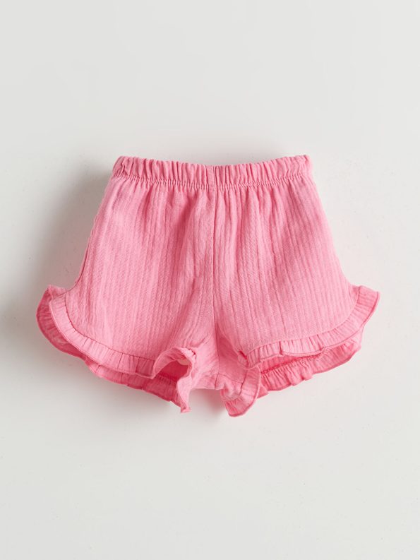 LCW Baby Pink Elastic Waist Basic Girls' Shorts 2-Pack