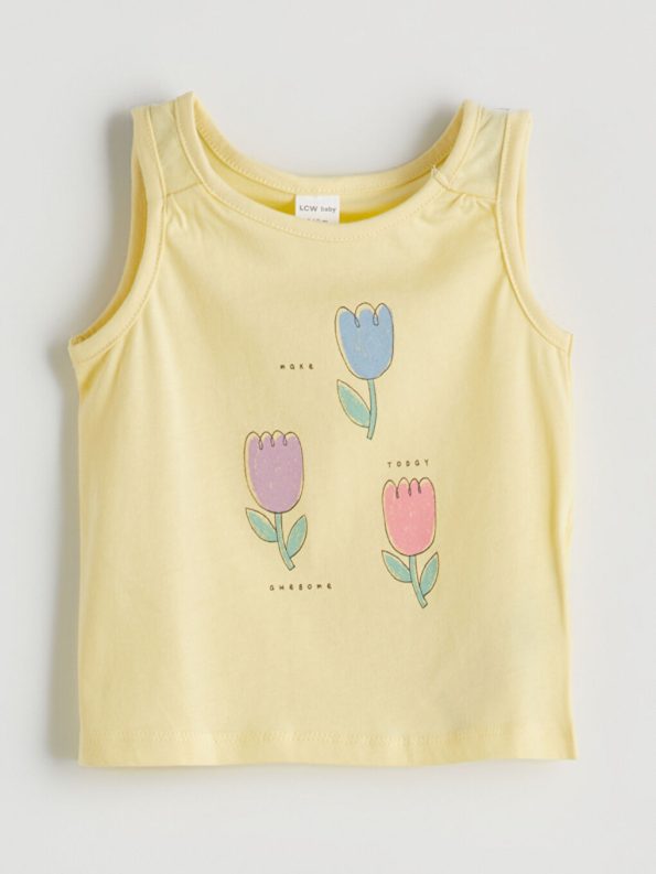 Sleeveless Printed Baby Girl Dress with Round Neck - Set of 3