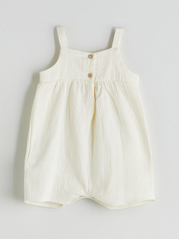 LCW Baby Cream Embroidered Girls' Romper
