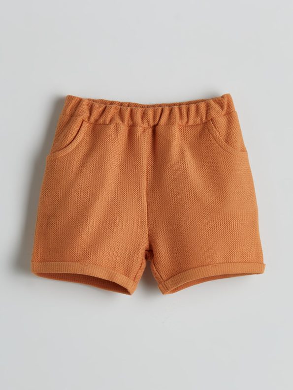 LCW Baby Orange Elastic Waist Basic Baby Boy Shorts Set