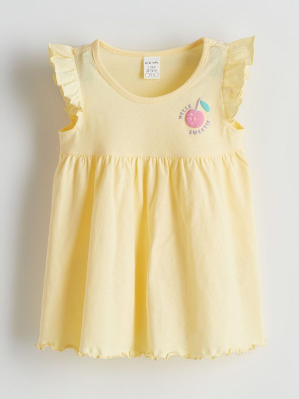 LCW Baby Yellow Bicycle Neck Dress Set for Girls - 3 Pieces