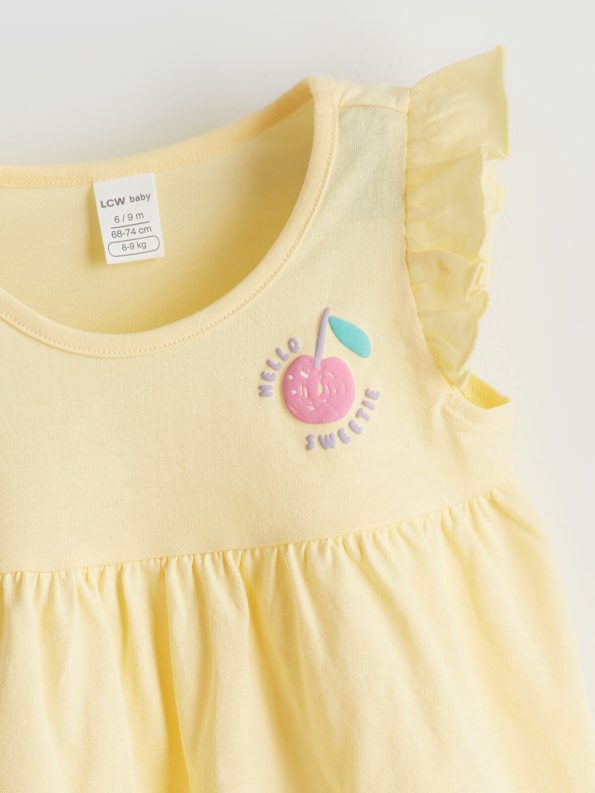 LCW Baby Yellow Bicycle Neck Dress Set for Girls - 3 Pieces