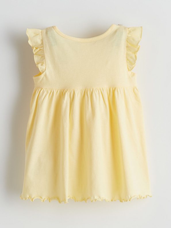 LCW Baby Yellow Bicycle Neck Dress Set for Girls - 3 Pieces
