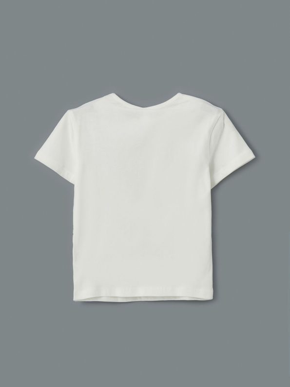 LCW Kids Cream Round Neck Bow Detail Girls T-Shirt Set