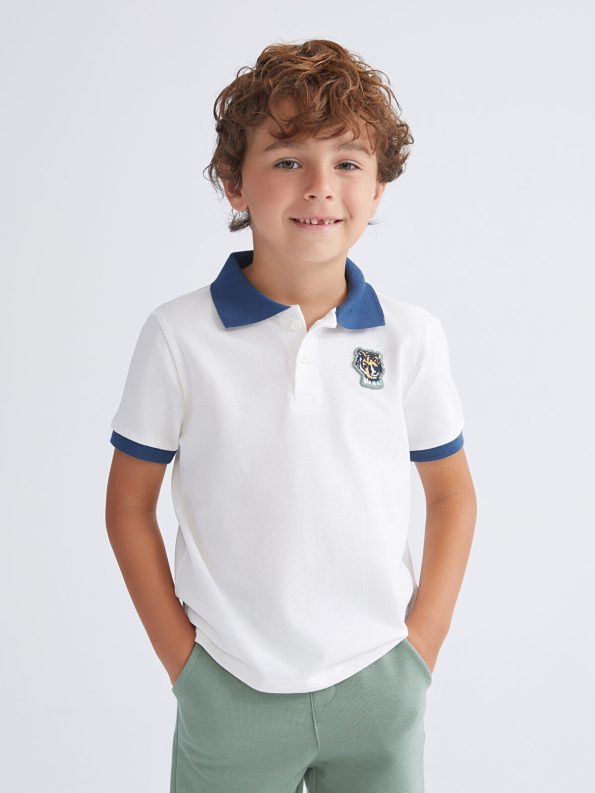 LCW Kids Ecru Polo Collar Embroidered Boys' T-Shirt and Shorts Set