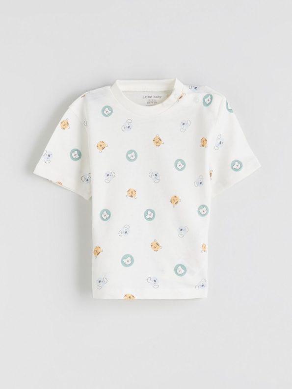 LCW Baby Yellow Short Sleeve Cotton T-Shirt Set for Boys