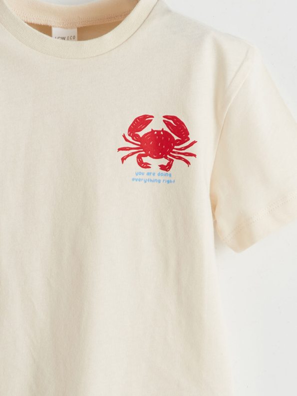 LCW ECO Beige Crab Print Boys' T-Shirt
