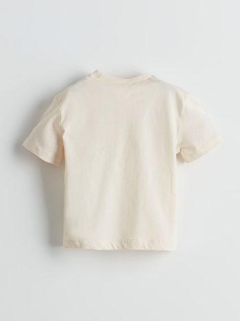 LCW ECO Beige Printed Crew Neck T-Shirt for Boys