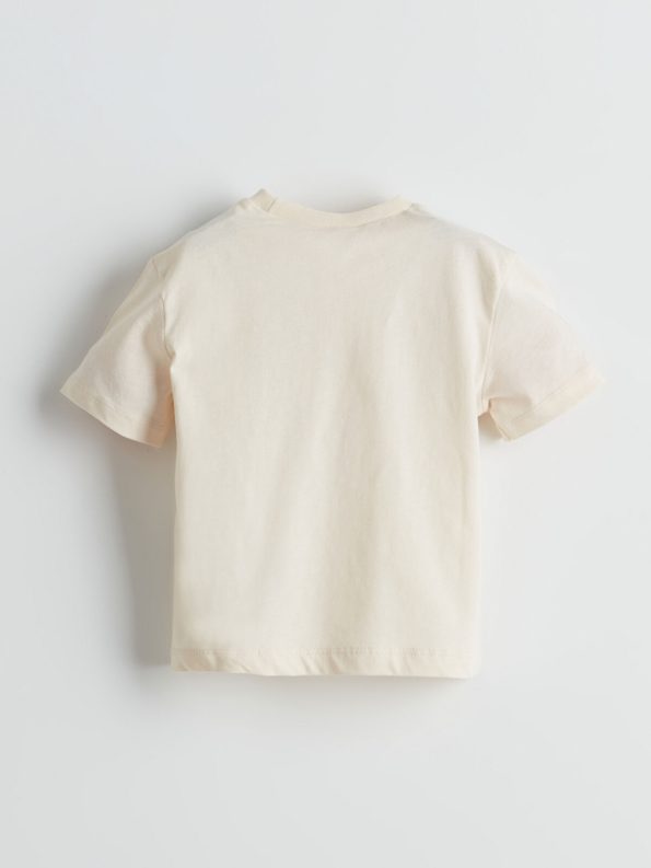 LCW ECO Beige Printed Crew Neck T-Shirt for Boys