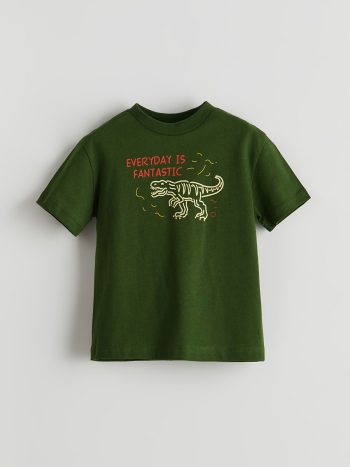 LCW ECO Green Printed Crew Neck T-Shirt for Baby Boys