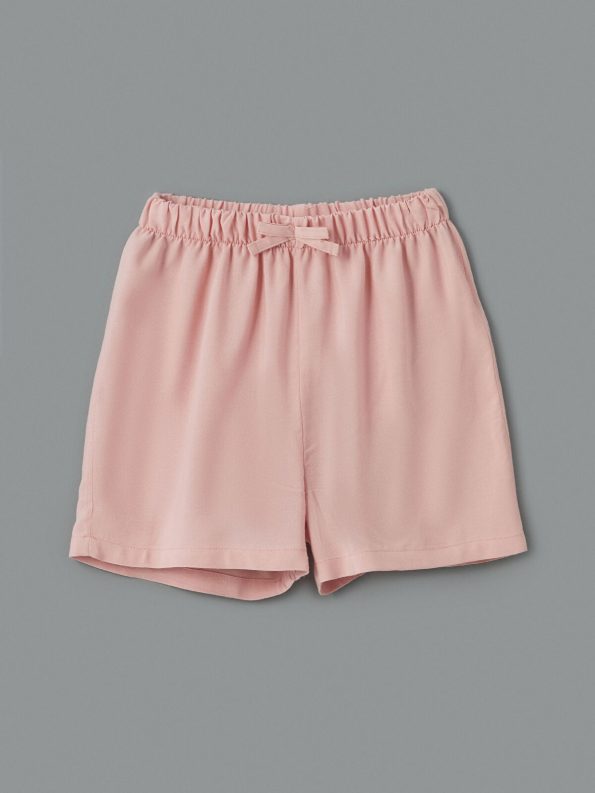 LCW ECO Pink Crew Neck Printed T-Shirt and Shorts Set for Girls