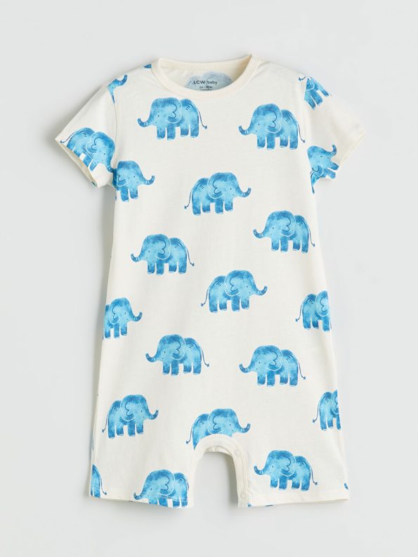 Cute Bear Print Crew Neck Baby Boys' Romper