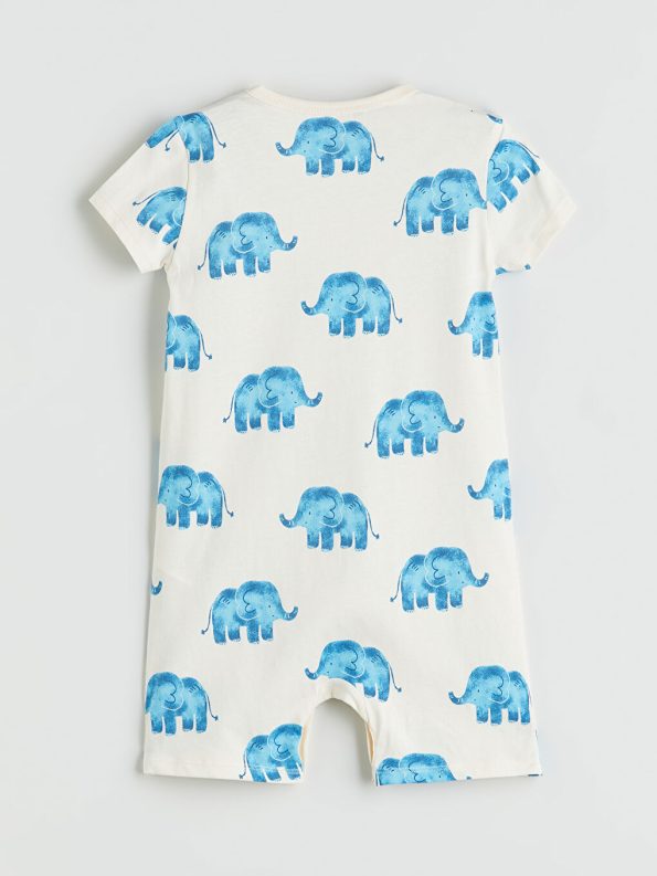 Cute Bear Print Crew Neck Baby Boys' Romper