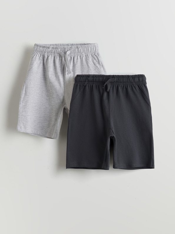 LCW Kids Dark Gray Elastic Waist Boys' Shorts - Set of 2
