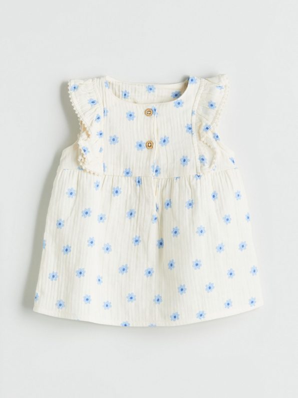 LCW Baby Ivory Floral Blouse and Shorts Set