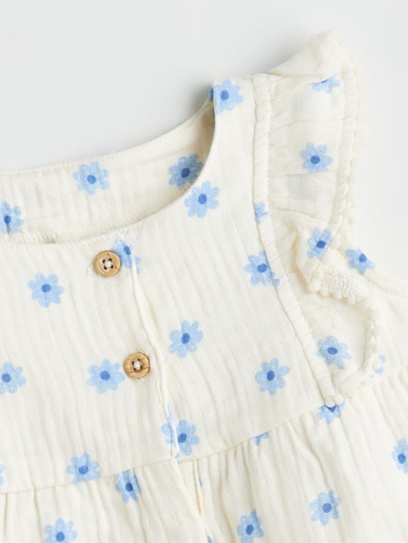 LCW Baby Ivory Floral Blouse and Shorts Set