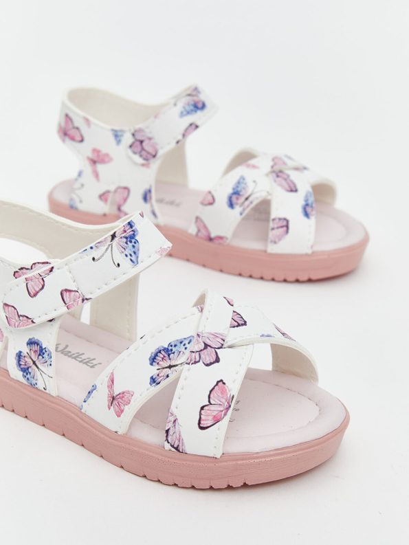 White Leather-Look Baby Girl Sandals