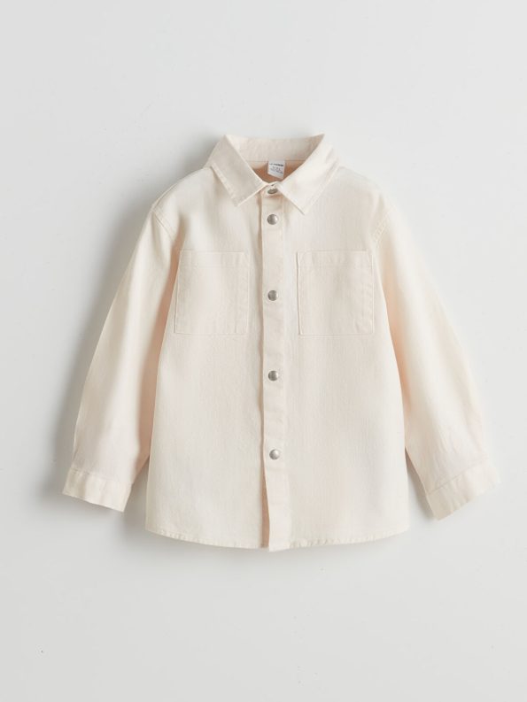 LCW Kids Ecru Basic Long Sleeve Boy's Shirt