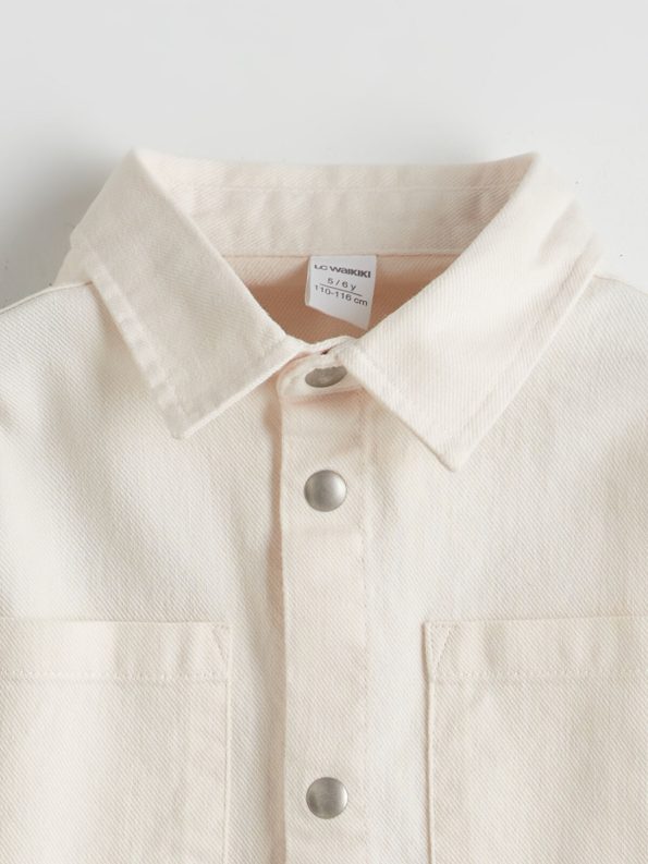 LCW Kids Ecru Basic Long Sleeve Boy's Shirt