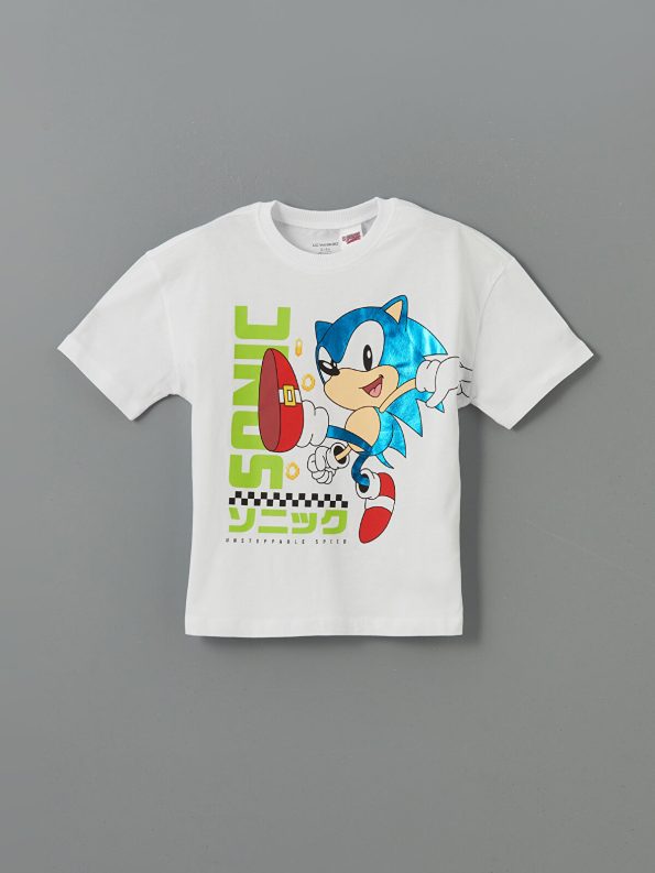 LCW Kids White Sonic Print Boys T-Shirt and Shorts Set