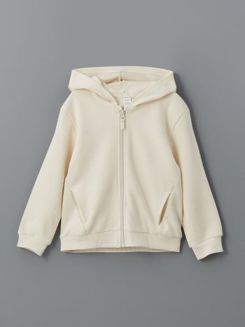 LCW Kids Beige Hooded Zip-Up Sweatshirt for Boys