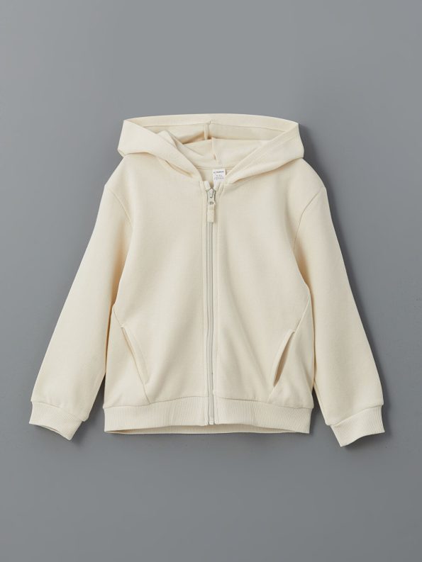 LCW Kids Beige Hooded Zip-Up Sweatshirt for Boys