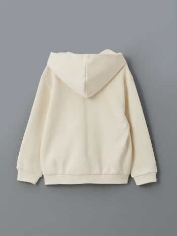 LCW Kids Beige Hooded Zip-Up Sweatshirt for Boys