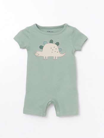 LCW ECO Green Dinosaur Print Short Sleeve Baby Romper