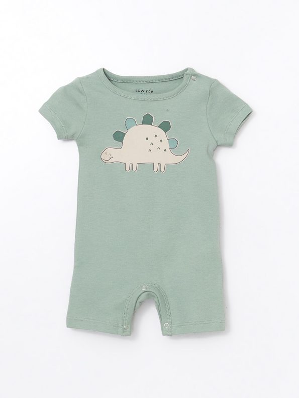 LCW ECO Green Dinosaur Print Short Sleeve Baby Romper