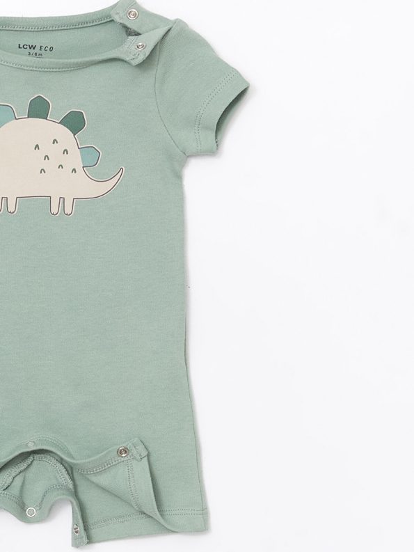 LCW ECO Green Dinosaur Print Short Sleeve Baby Romper