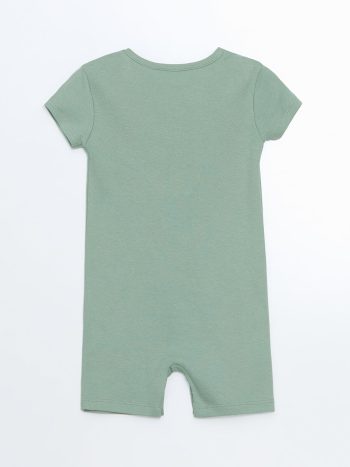 LCW ECO Green Printed Crew Neck Baby Boy Romper