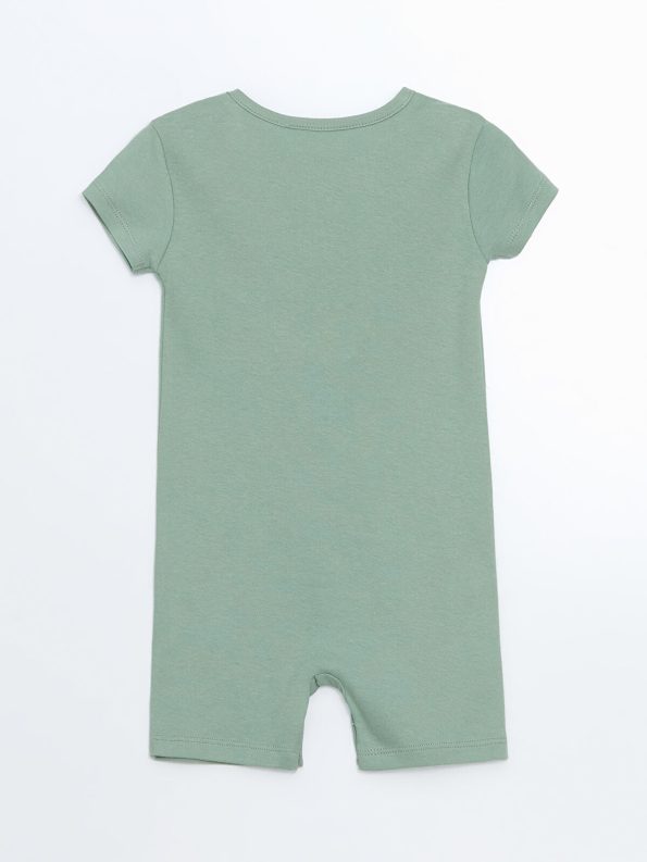 LCW ECO Green Printed Crew Neck Baby Boy Romper