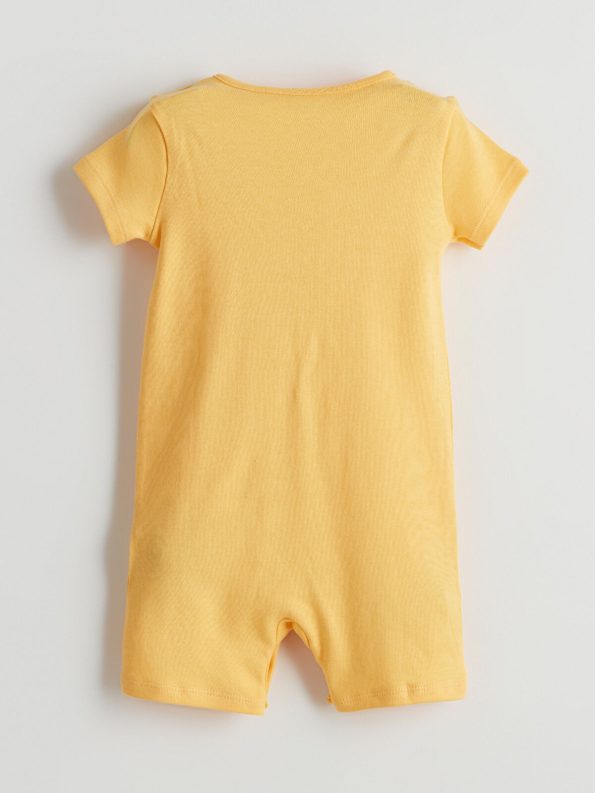 LCW ECO Yellow Short Sleeve Printed Baby Boy Romper