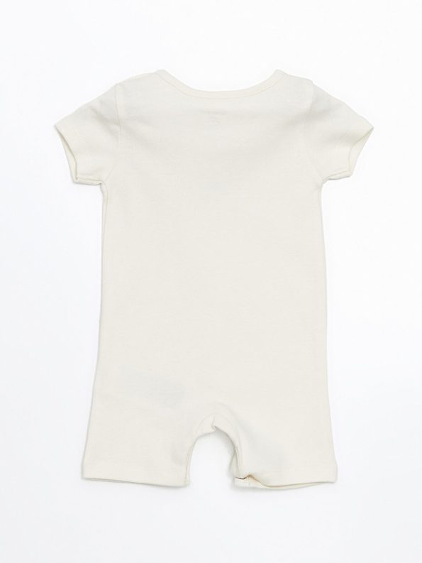LCW ECO Cream Printed Short Sleeve Baby Boys' Romper