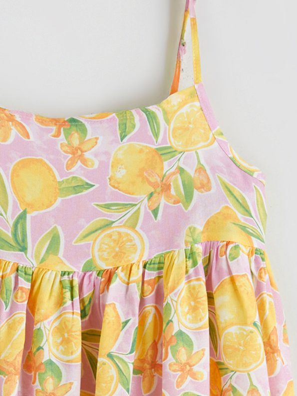 LCW Kids Pink Square Neck Dress for Girls