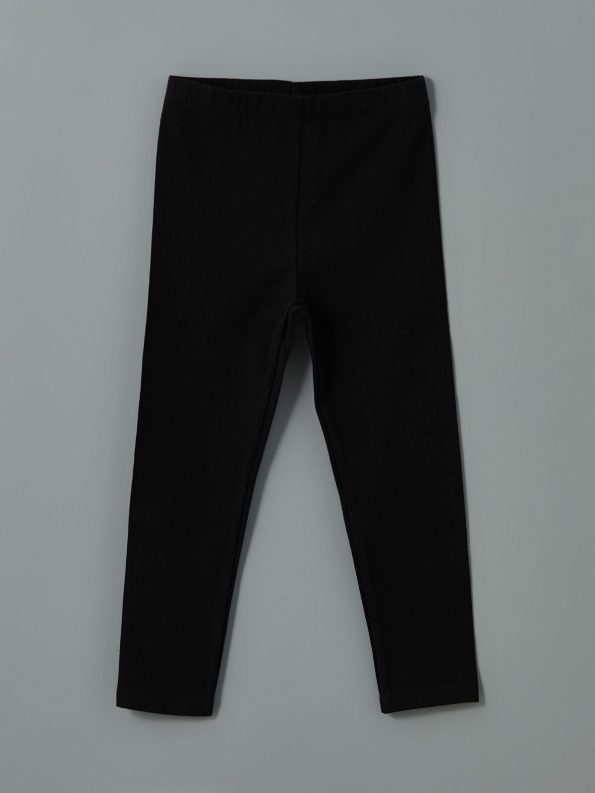 LCW Kids Black Elastic Waist Printed Leggings Set for Girls