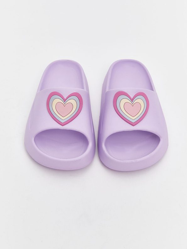LCW STEPS Purple Heart Print Girls' Slippers