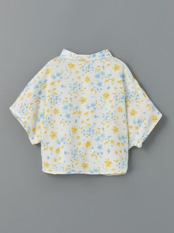 LCW ECO Blue Floral Girl's Crop Shirt