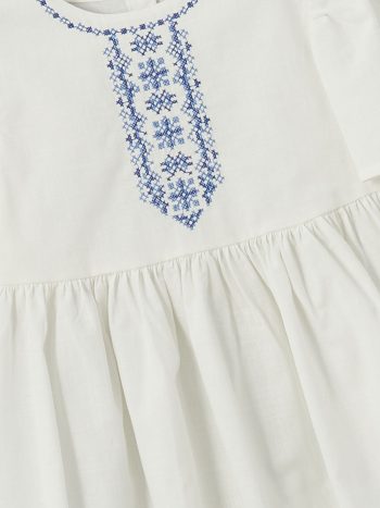 LCW Kids Cream Cotton Blend Dress for Girls