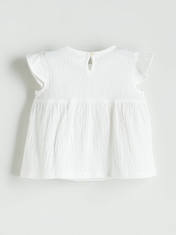 LCW Baby Cream Ribbon Girls' Blouse and Shorts Set