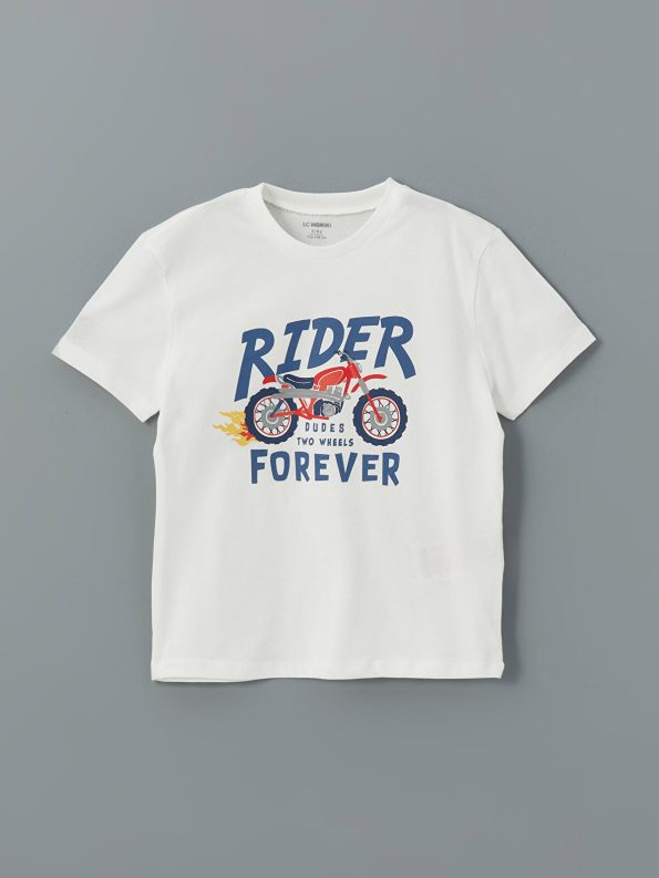 LCW Kids Cream Printed Boys' T-Shirt and Shorts Set