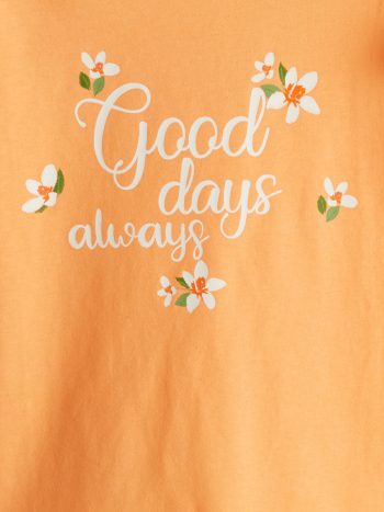 LCW Kids Orange Printed T-Shirt for Girls
